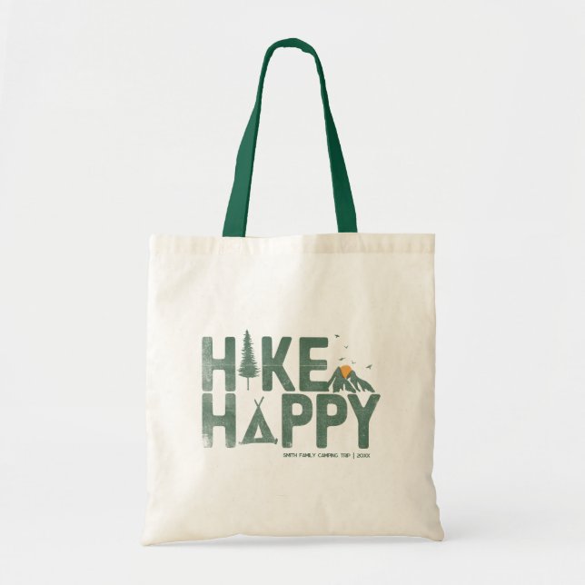 WanderHappy Camper Wandern Personalisiert Tragetasche (Vorne)