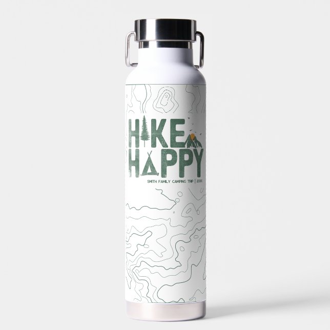 WanderHappy Camper Wandern Personalisiert Trinkflasche (Vorne)