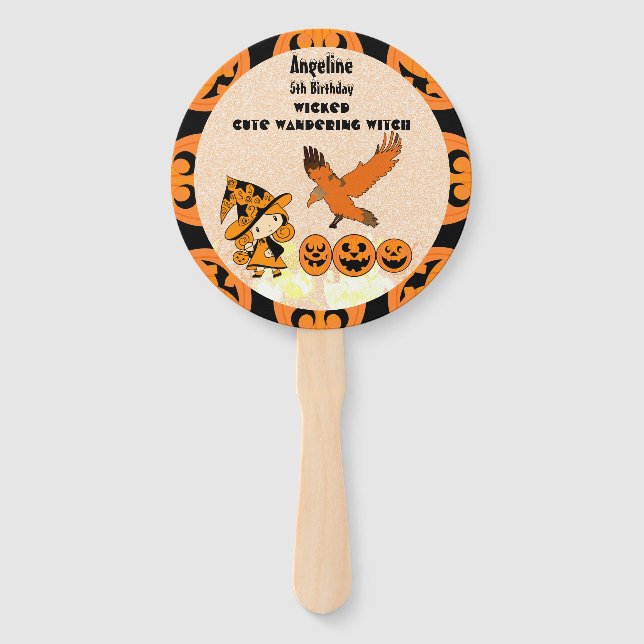Wanderhexe Raven Halloween Pumpkins Geburtstag Fächer (Vorderseite)