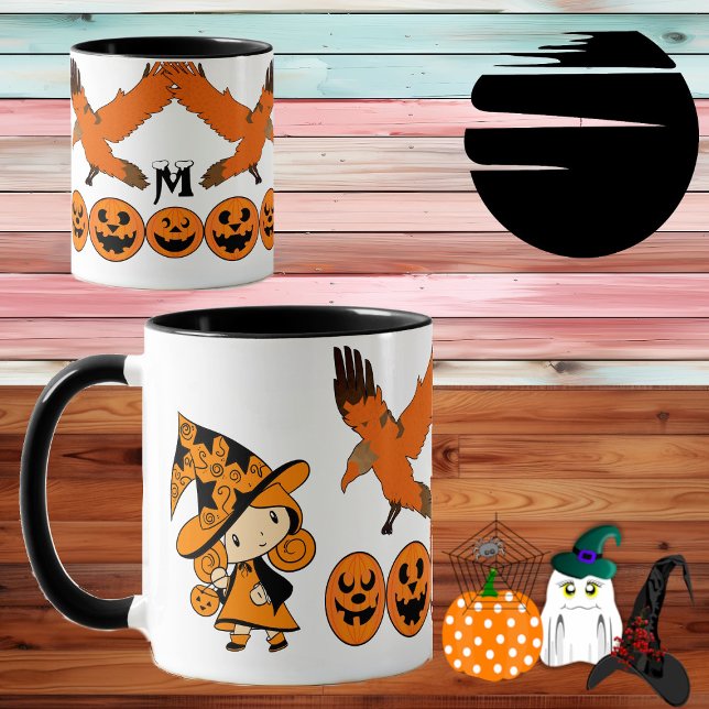 WanderHexensprechende Kürbislaternen Halloween Tasse (Wandering Witch Spooky Jack O Lanterns Halloween Mug)