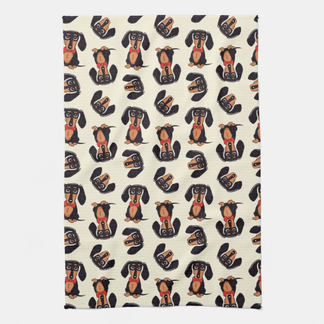 Wandering Dachshund Kitchen Towels Geschirrtuch (Vertikal)
