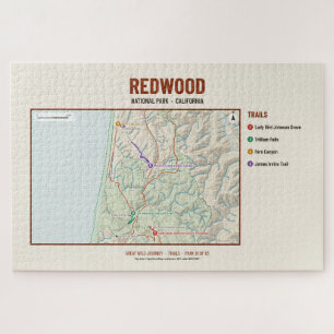 Wanderkarte der Redwood National and State Parks a Puzzle