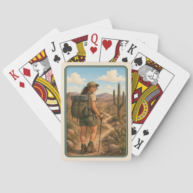Wanderkarte Frau ohne Text Spielkarten (Rückseite)