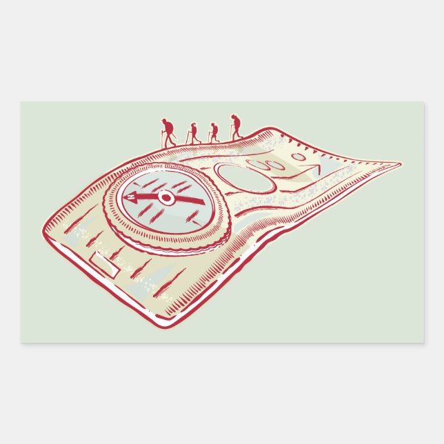 Wanderkompass Rechteckiger Aufkleber (Vorderseite)