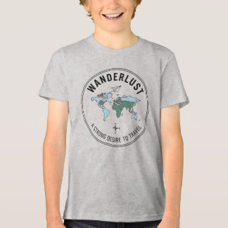 Wanderlust-Abenteuer wartet Weltkarte Kinder Tri-Blend Shirt