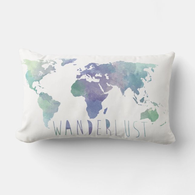 Wanderlust-Aquarell-Kissen Lendenkissen