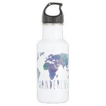 Wanderlust-Aquarell-Wasser-Flasche