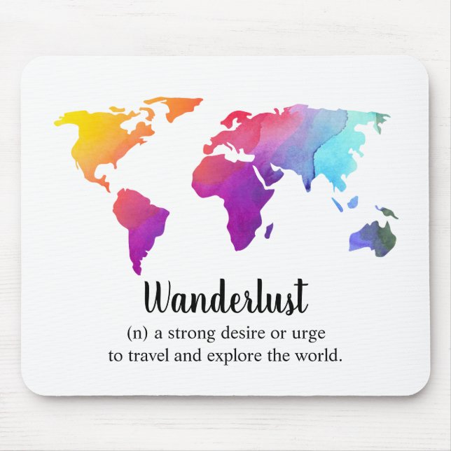 Wanderlust/bunter Weltkarteentwurf für Mousepad (Vorne)