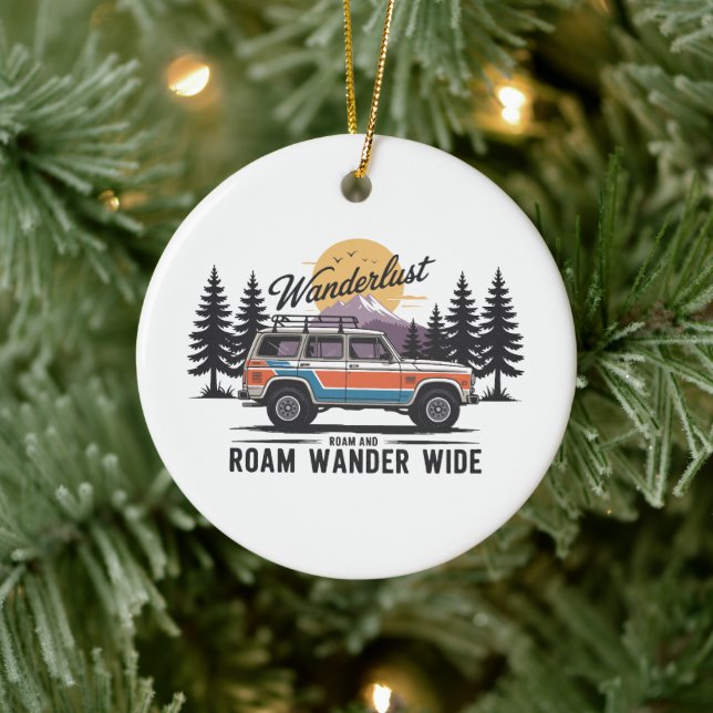 Wanderlust Camper - Roam and Roam Wander Wide Keramik Ornament (Baum)