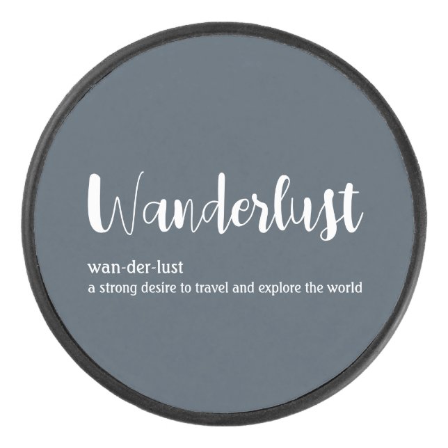 Wanderlust-Definition weiß, grau Eishockey Puck (Vorderseite)