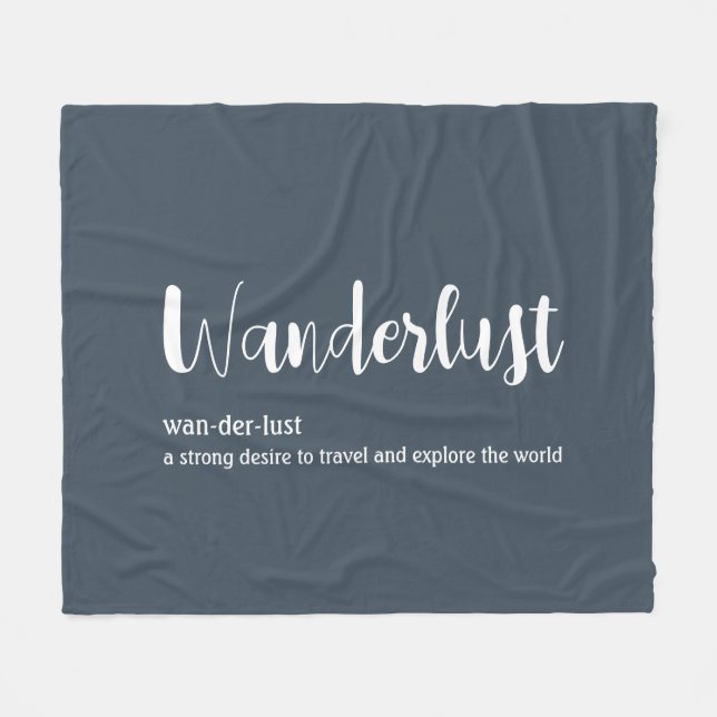 Wanderlust-Definition weiß, grau Fleecedecke (Vorderseite (Horizontal))