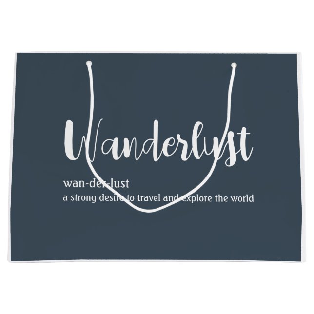 Wanderlust-Definition weiß, grau Große Geschenktüte (Vorderseite)