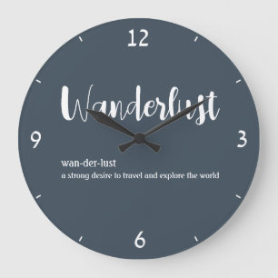 Wanderlust-Definition weiß, grau Große Wanduhr