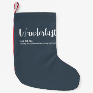 Wanderlust-Definition weiß, grau Kleiner Weihnachtsstrumpf