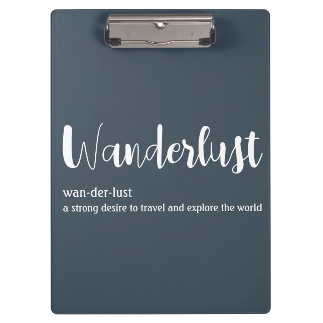 Wanderlust-Definition weiß, grau Klemmbrett (Vorderseite)