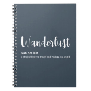 Wanderlust-Definition weiß, grau Notizblock