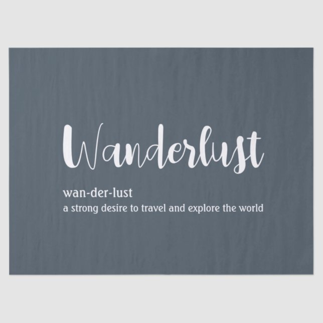 Wanderlust-Definition weiß, grau Seidenpapier (Vorderseite)