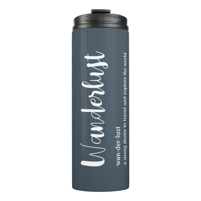 Wanderlust-Definition weiß, grau Thermosbecher (Vorderseite)