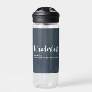 Wanderlust-Definition weiß, grau Trinkflasche