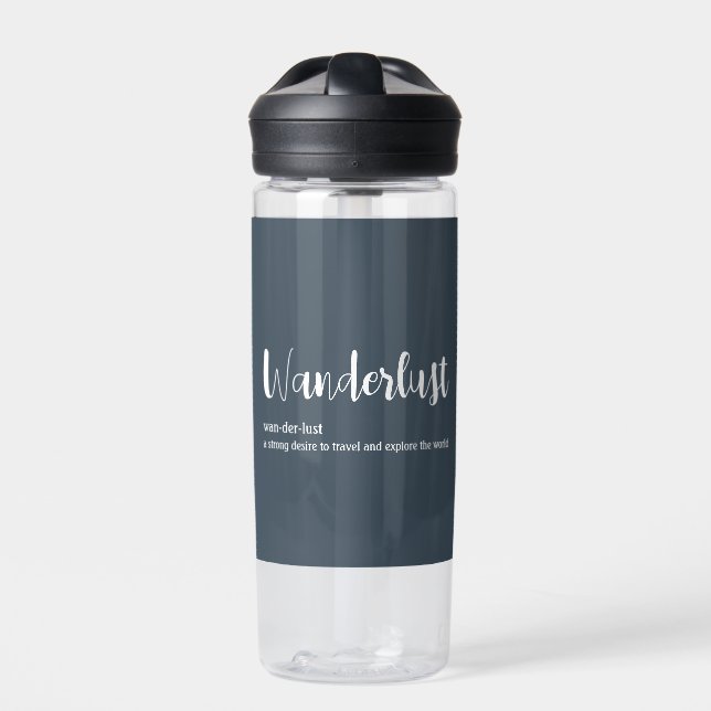 Wanderlust-Definition weiß, grau Trinkflasche (Vorderseite)