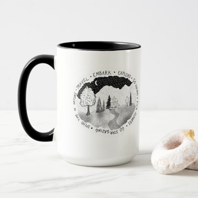 Wanderlust für Naturliebhaber & Abenteurer Tasse (Mit Donut)
