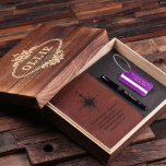 Wanderlust Geschenk Set: Lila Markierung, Pen und<br><div class="desc">4pc Geschenk Set für Damen und Herren,  beinhaltet Lederjournal,  Gepäckanhänger (6 Farben),  Stift und Sake Holzbox,  jedes personalisiert mit allem,  was Sie wollen.</div>