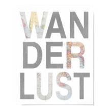 Wanderlust Grey Punch Out Vintage Karte