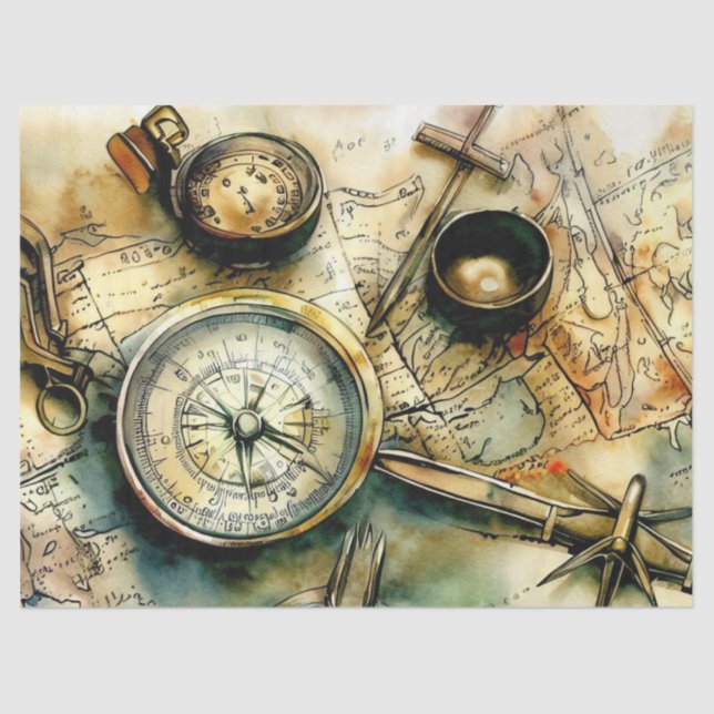 "Wanderlust Impressions: Maps & Travel" Seidenpapier (Vorderseite)