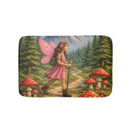 Wanderlust Mountain Fairy Hiker Fairycore Mushroom Badematte