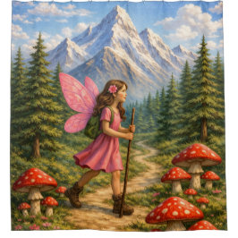 Wanderlust Mountain Fairy Hiker Fairycore Mushroom Duschvorhang