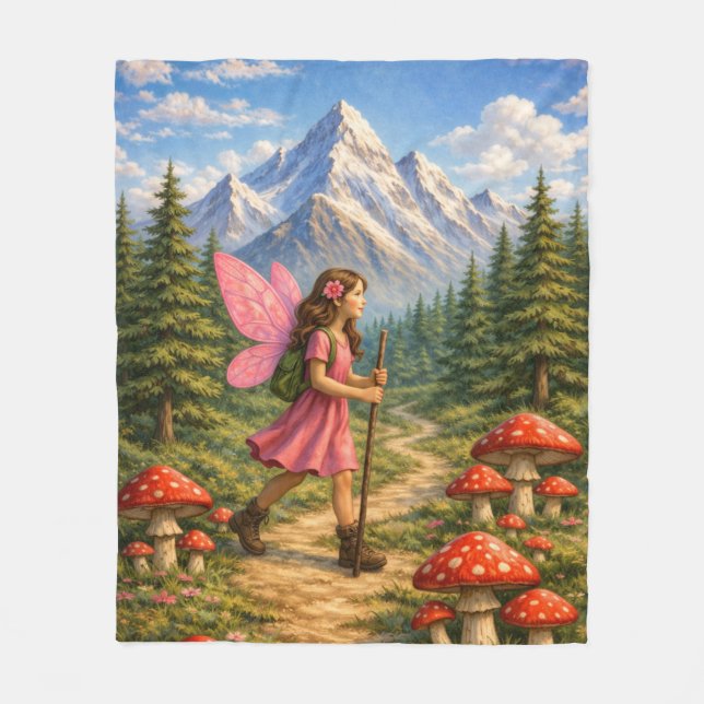 Wanderlust Mountain Fairy Hiker Fairycore Mushroom Fleecedecke (Vorderseite)