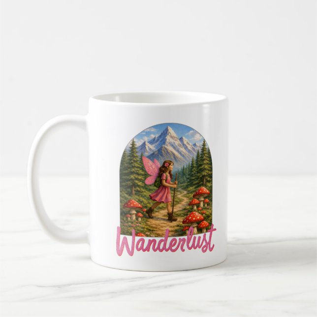 Wanderlust Mountain Fairy Hiker Fairycore Mushroom Kaffeetasse (Links)