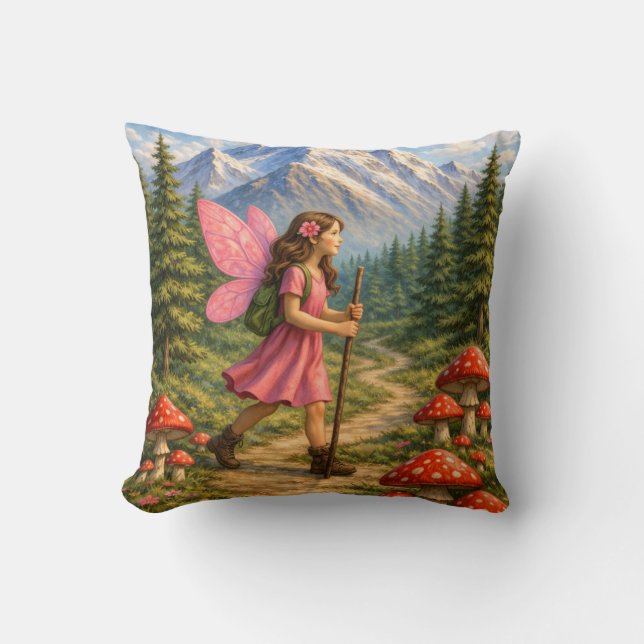 Wanderlust Mountain Fairy Hiker Fairycore Mushroom Kissen (Vorderseite)