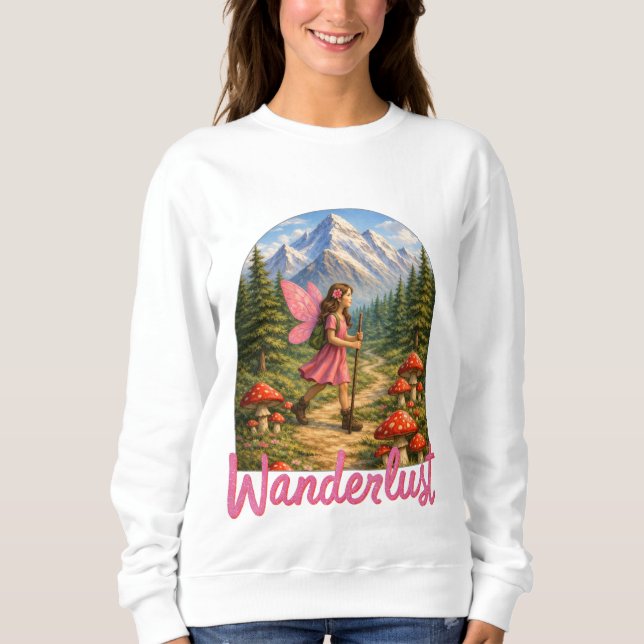 Wanderlust Mountain Fairy Hiker Fairycore Mushroom Sweatshirt (Vorderseite)