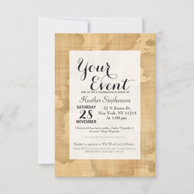 Wanderlust..." Reiseangebot auf Vintagem Papier Einladung (Vorderseite)