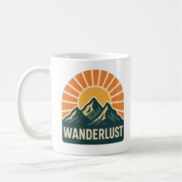 Wanderlust Retro Blue Mountain Sunrise Nature Art Kaffeetasse