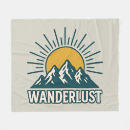 Wanderlust Retro Teal Mountain Sunrise | Hiking Fleecedecke