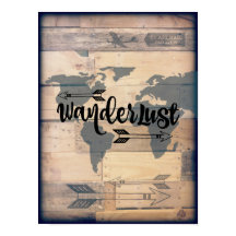 Wanderlust Rustik Holz Reiseplakat
