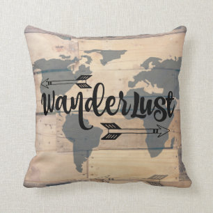 Wanderlust Rustik Holz Reisewurfkissen Kissen