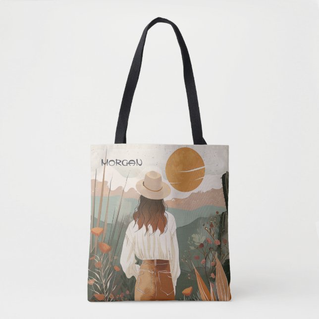 Wanderlust Sunset Tote Tasche mit künstlerischer N (Vorderseite)