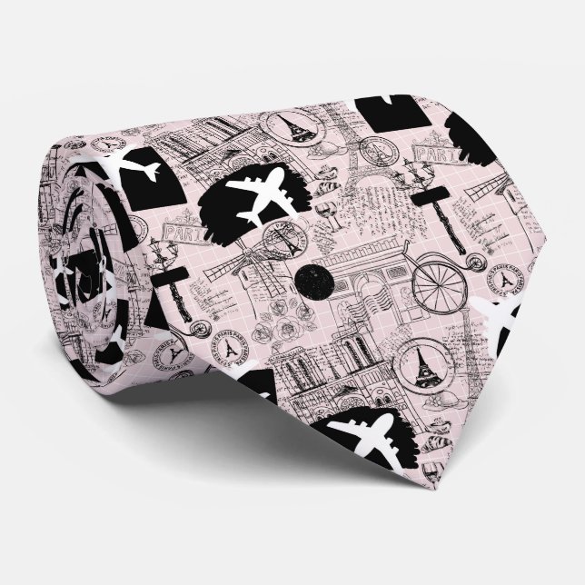 Wanderlust Travel Pattern Neck Tie Krawatte (Gerollt)