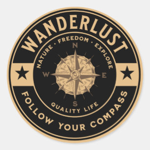 Wanderlust Vintage Logocampingbike Wandern Runder Aufkleber
