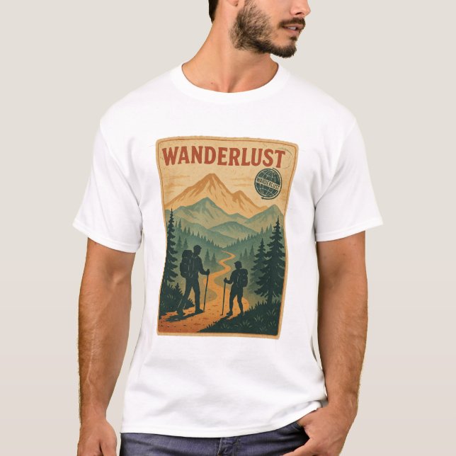 Wanderlust - Vintage Mountainbike-Wanderwege T-Shirt (Vorderseite)