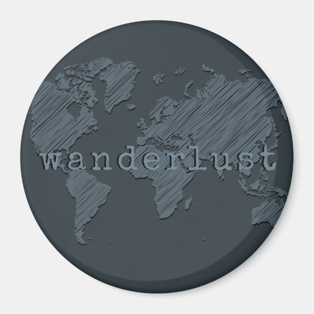 Wanderlust World Map | Gunmetal Gray Magnet (Vorne)