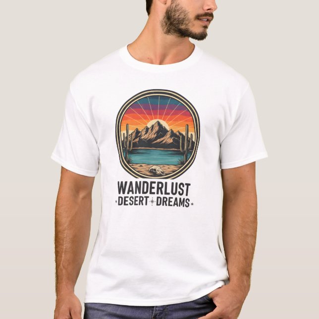 Wanderlust Wüsten Träume Retro Sunset T-Shirt (Vorderseite)