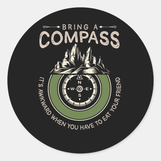 Wandern Adventure Spaß Outdoor Compass Wandern Wan Runder Aufkleber (Vorderseite)