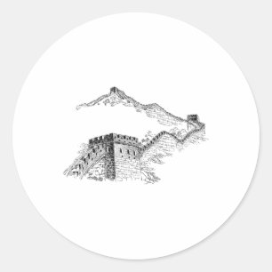 Wandern an der Chinesischen Mauer Erkundung des gr Runder Aufkleber