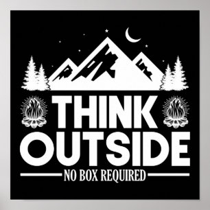 Wandern Berg denken Sie außerhalb von Feld nicht e Poster