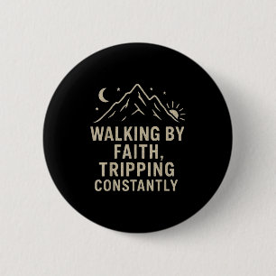 Wandern durch den Glauben Ausflug stetig lustiges Button