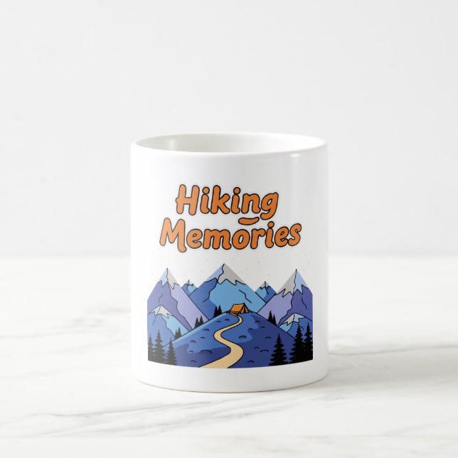 "Wandern Erinnerungen" Whimsical Mountain Camping Verwandlungstasse (Mittel)